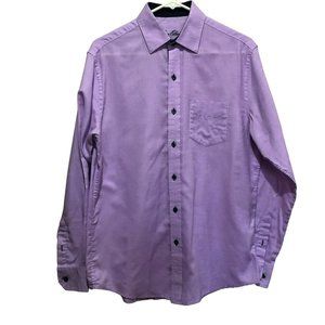 Tasso Elba Mens Dress Shirt Purple With Navy Accents